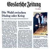 Goslarsche Zeitung, am 7.5.2016